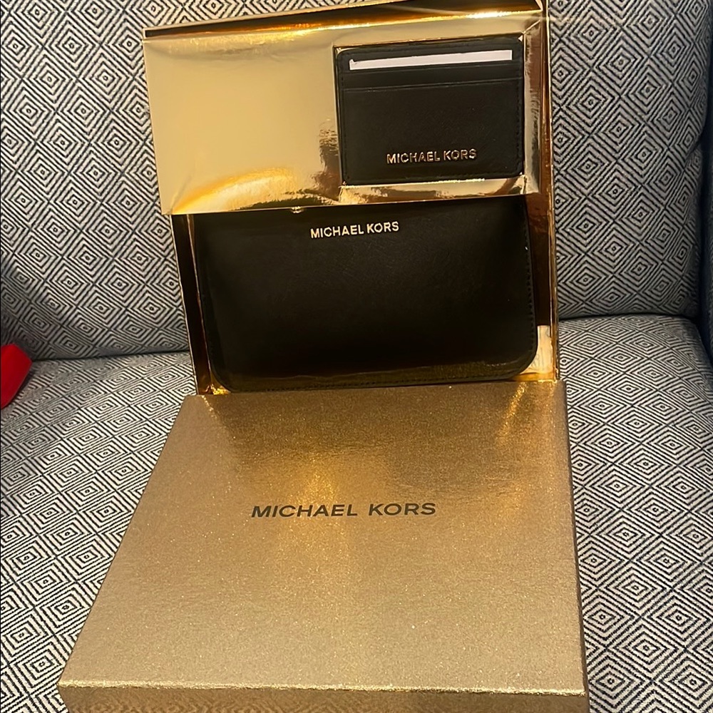 Michael Kors Black Purse and Card Holder